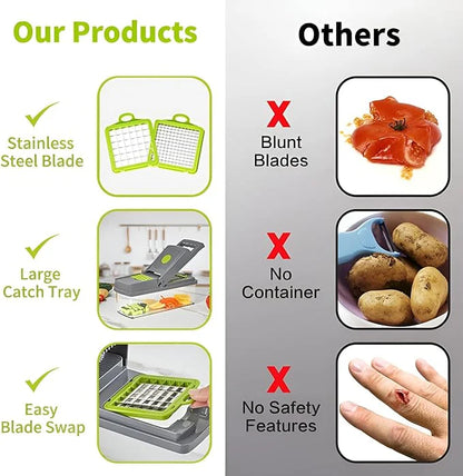 14 in 1 Multifunctional Vegetable Chopper, Mandoline Dicer, Slicer, With Container Box